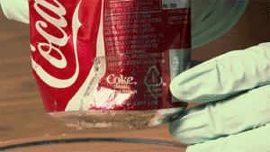 Image: A polymer nanowire sensor attached to a Coca-Cola can (Photo courtesy of Stanford University).